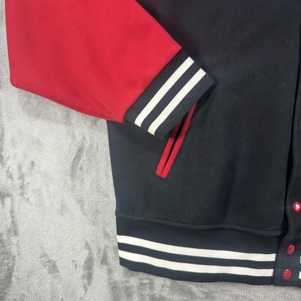 Polo Ralph Lauren Jacket Mens XL Black Red Fleece Varsity P Wing Track College